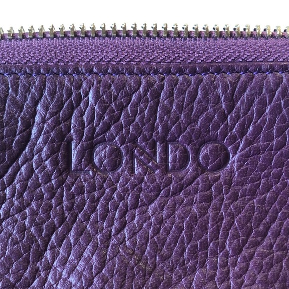 Londo purple leather pouch for make up or checkbook small insert or clutch 10x6 - Picture 2 of 6